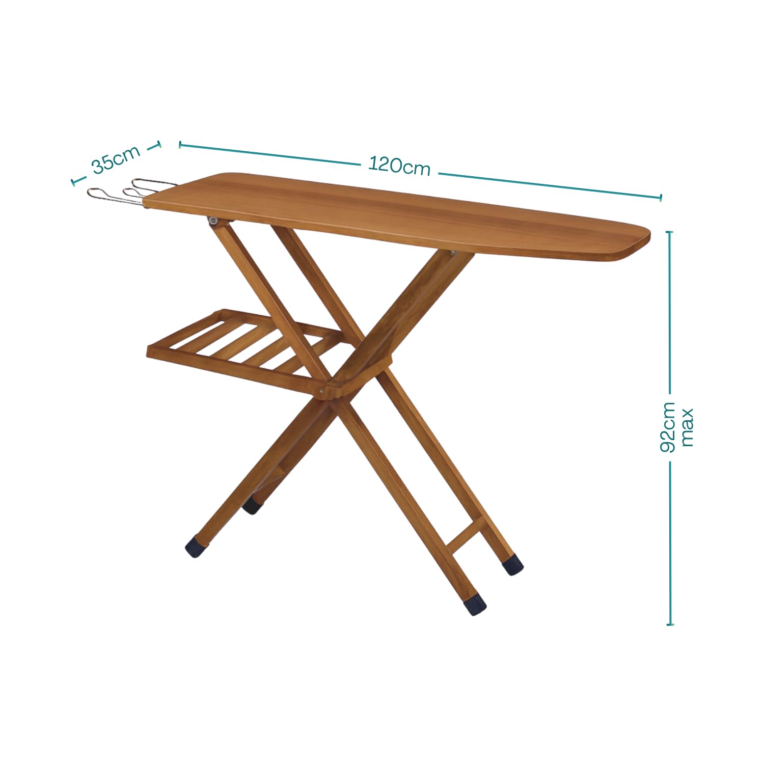 Paluplus Asse da Stiro Pieghevole in Legno di Faggio, Misura 120x35 cm, Altezza regolabile 3 Posizioni e Poggiaferro, Tavola da Stiro con Copriasse in Omaggio, Made in Italy -507F-6,3 (Noce)