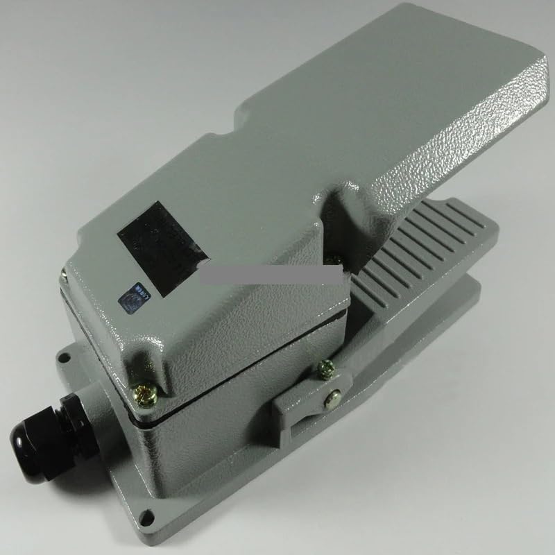 Interruptor de pedal TFS-302 amarillo y gris, LT4, CA 250 V, 15 A, antideslizante, metálico, momentáneo, industrial, con carcasa aluminio