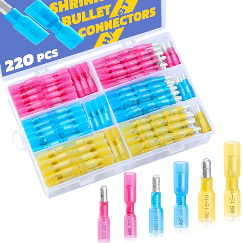 haisstronica 220PCS 22-10 AWG Heat Shrink Bullet Connectors