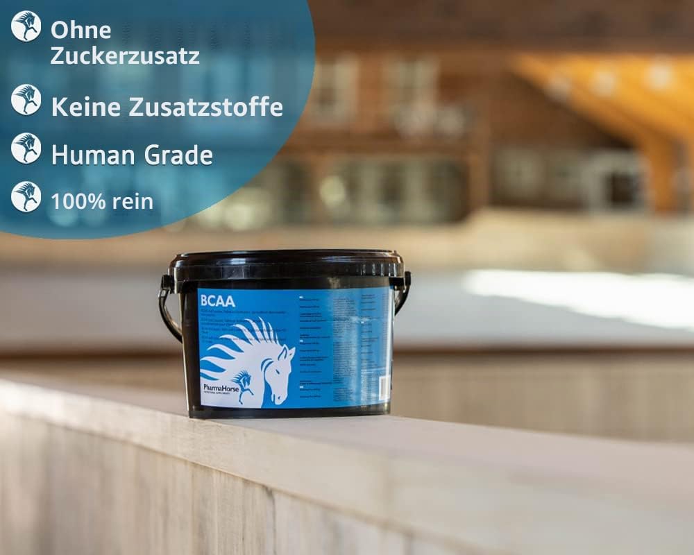 PharmaHorse BCAA | Mit DREI essentiele verzweigtkettige Aminosäuren | Hochdosiert | Ohne Zuckerzusatz | 100% Dopingfrei | 1000 Gramm