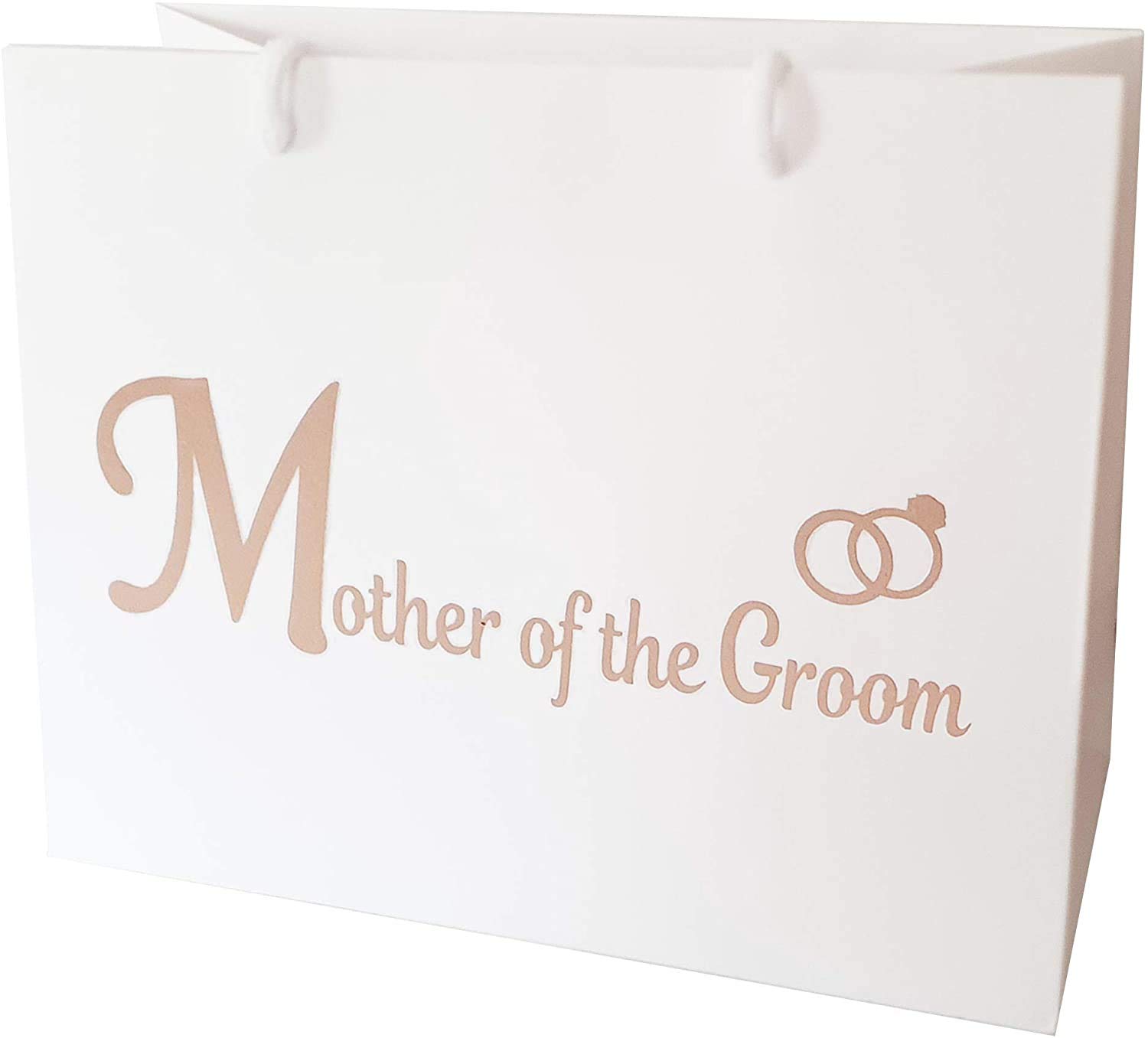 Large Wedding Gift Bags - White and Copper Gold Gift Bag with Rope Handles and Tissue Paper - Favours (Mother of The Groom)