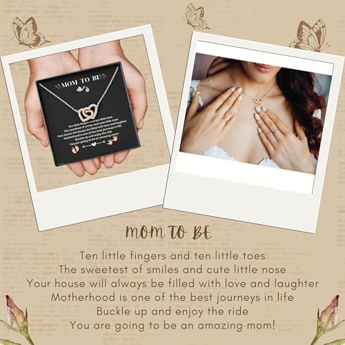 Mom to Be Gift - Sterling Silver S925 Interlock Heart Necklace with a Message Card Pregnancy Gifts for First Time Moms Expecting Women Pregnant Wife Mother's Day Christmas Birthday2