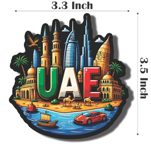 Image of CVANU UAE Country Landmark Theme 2pcs MDF Fridge Magnet - Wooden Travel Souvenir Refrigerator Decorative Collectible Magnet