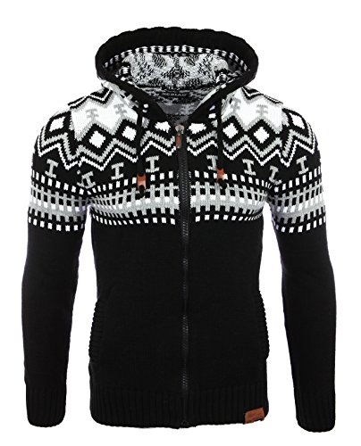 Reslad Herren Grobstrick Norweger Pullover Winter Strickjacke...