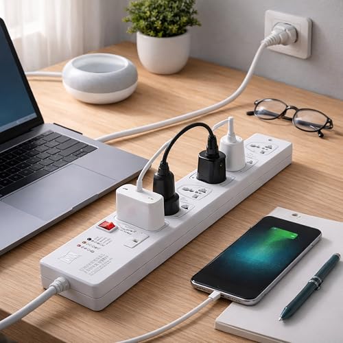 Image of MX 6 Outlet Power Strip with Universal Socket 5m Extension Cord International Sockets Master Switch with Multi-Plug Socket Extension Board for Home & Office -5 Amp