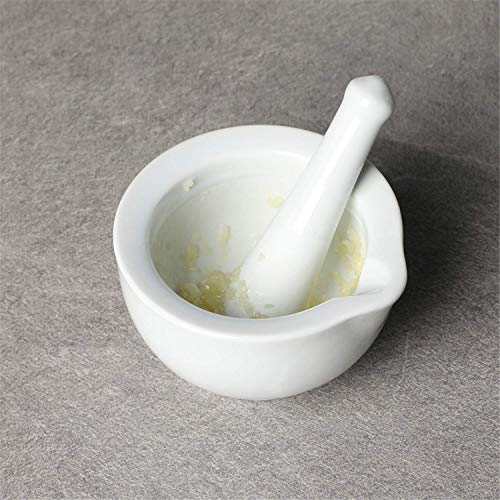 LEETOYI Porcelain Mortar and Pestle Set, Ceramic Herb Bowl Pesto Powder, 3.3-inch White - Thumbnail 5