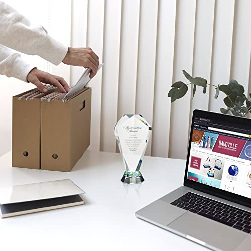 Baudville Engraved Trophy - Crystal - Prism Shaped - Award For Employees - Personalized Engraving Up To Three Lines And Pre-Written Verse Selection - Comes In Gift Box #TOP1