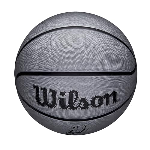 Wilson NBA Team Tribute Solid Basketball, Mit Pro-Nähten, Luftstabilität und Performance-Außenhülle, Für das Spiel im Freien, Material für alle Oberflächen, Team: Los Angeles Lakers, Gelb, Größe 5