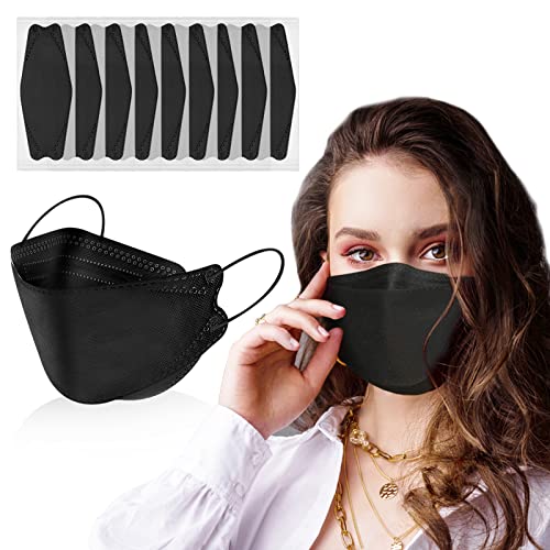 60pcs KF94 mask,Disposable Black Masks,4 Layers Protection Filter Efficiency95%,Double line Nasal Frame,Highly Elastic Ear Straps,Breathable Comfort,Suitable Men Women Daily use(Individual Package)