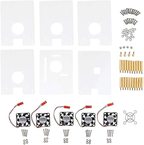 SDENSHI Kit De Caja Apilable De Acrílico Transparente Raspberry Pi con Ventiladores De Refrigeración Informática,Componentes,Dispositivos externos,Cajas de ordenador de sobremesa