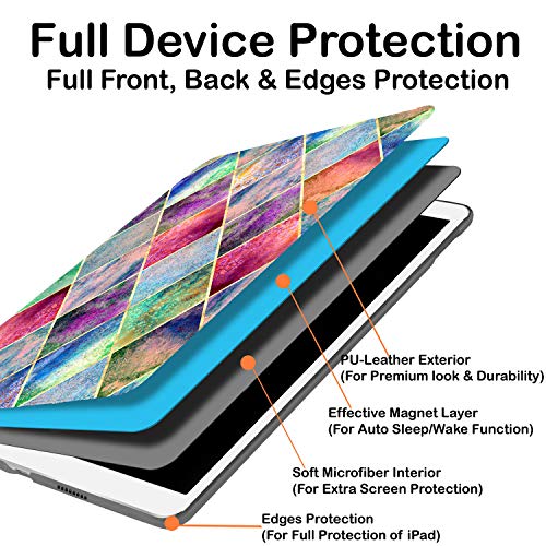 Image of DuraSafe Cases for iPad PRO 11 Inch 1 Generation [Pro 11 1st 2018 ] A1980 A1934 A2013 MTXN2HN /A MTXP2HN /A MTXR2HN /A MTXQ2HN /A Ultra Slim Printed Smart PU Leather Flip Folio Book Cover - Diamond Grid