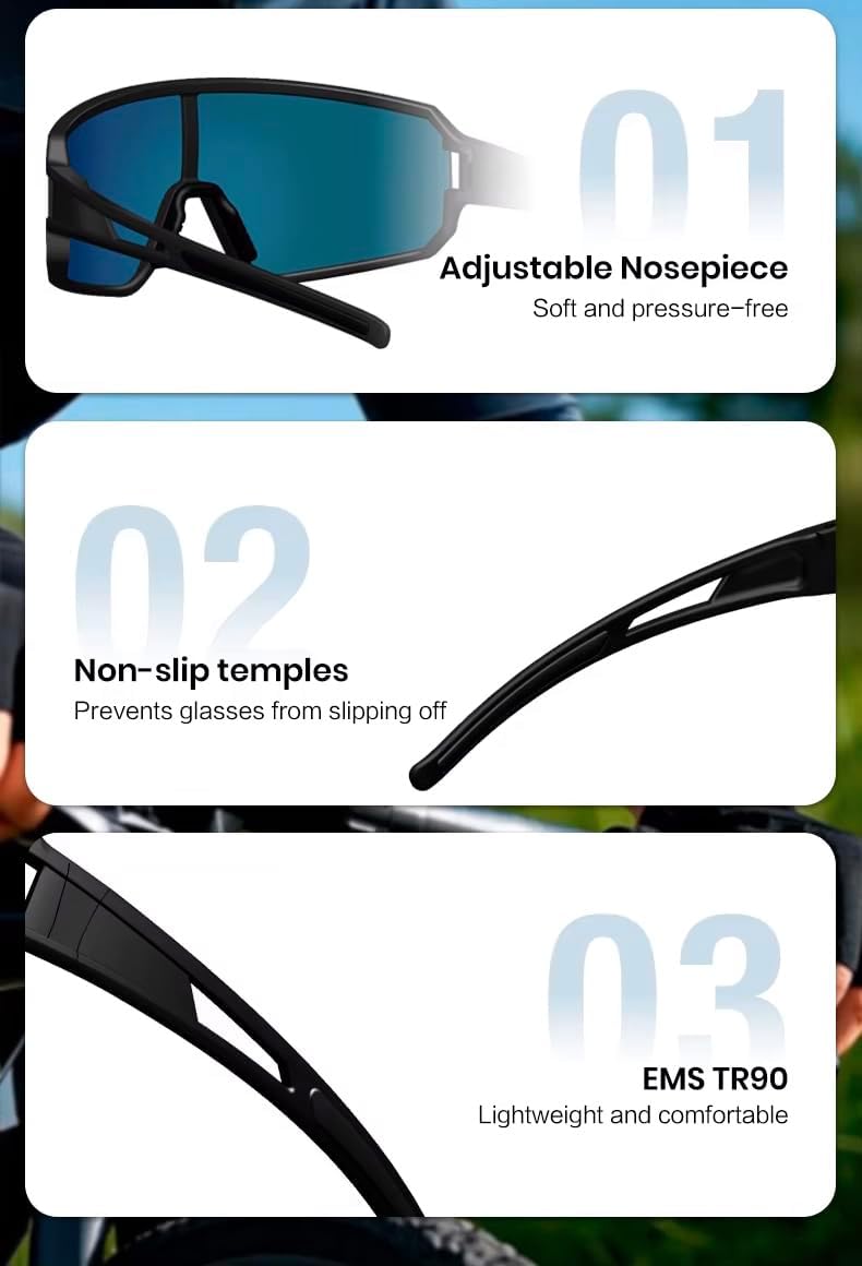 Polarized Sports Sunglasses TR90 Frame Men Women Outdoor Shield Glasses for Cycling, Baseball, Running, Fishing - Image 3