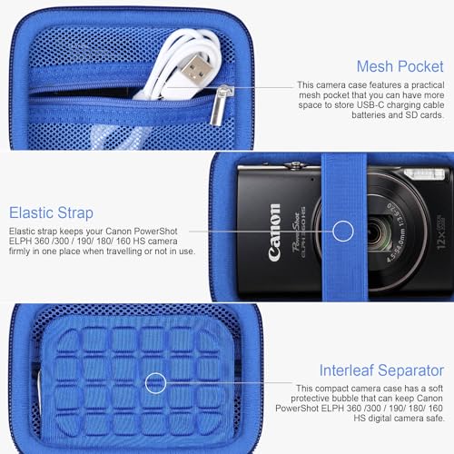 Funda rígida azul para cámara Canon PowerShot ELPH 360 HS miniatura 4