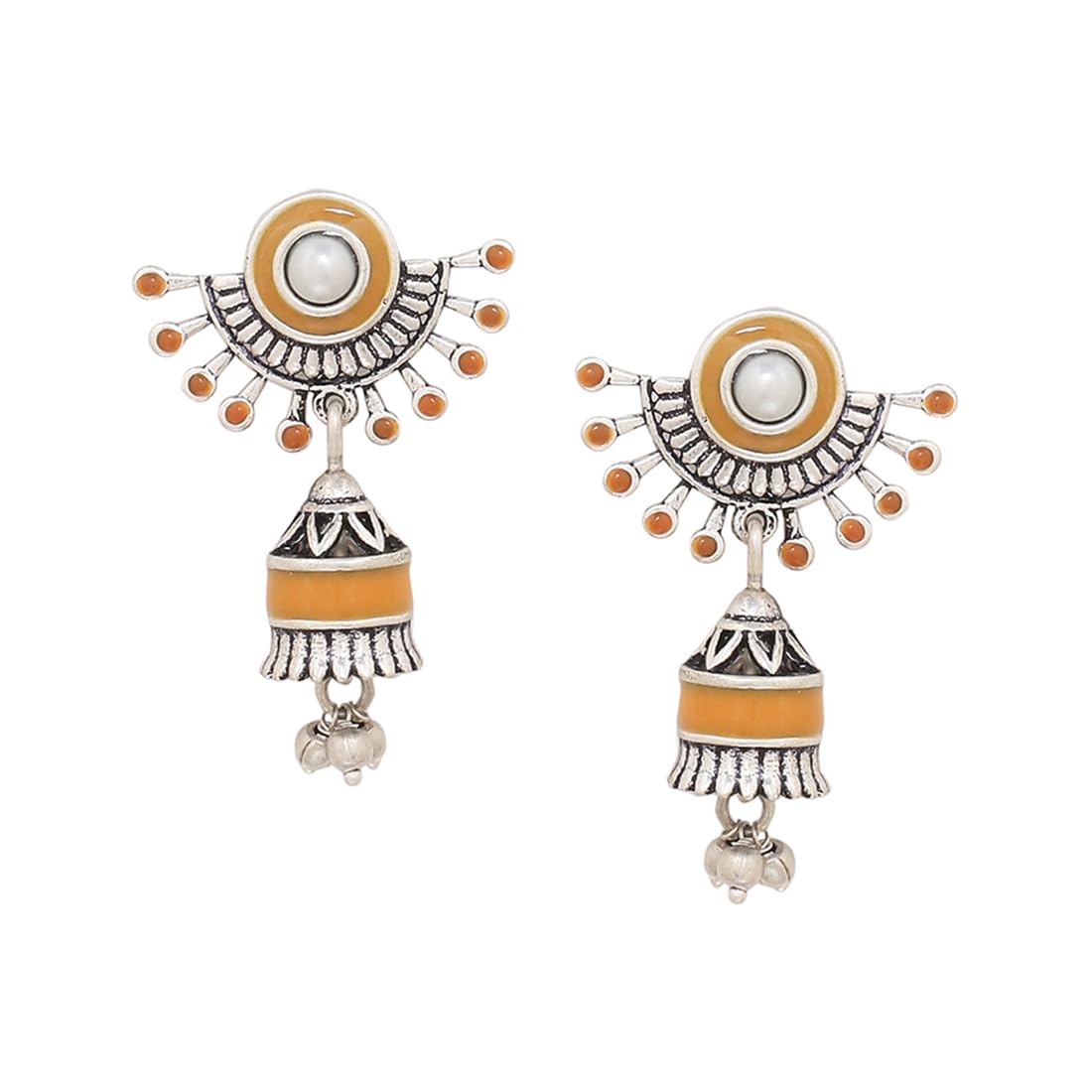 voylla Sanwari Bell Motif Brass Jhumka Earrings for Women and Girls-picture-40