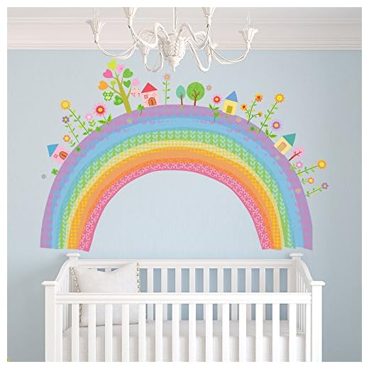 azutura Stadt Regenbogen Wandtattoo Kinder Wand Sticker Kindergarten Wohnkultur Erhältlich in 8 Größen XX-Groß Digital