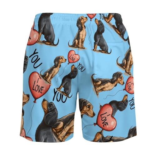 Dachshund Love Mens Swim Trunks with Quick-Drying Lining Beach Shorts for Outdoor Sports4