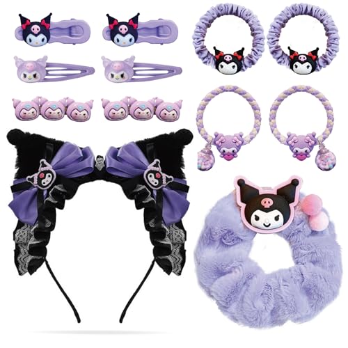 Cute hair accessory set Cute headbandVarious Styles of hair clips hair cords Hair TiesPlush hair looppurple