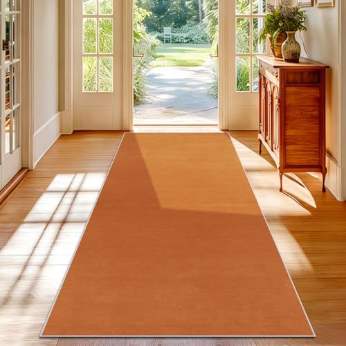 Alfombra de Pasillo Larga Alfombras Cocina Lavable Felpudo Grande Alfombra Corredor Antideslizante Tapetes Alfombras de área Vintage Tapete para Sala Habitacion Dormitorio Comedor Naranja 60 x 80 cm