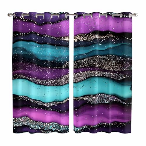 Promumeleft Curtains 84 Inches Long 2 Panels, Colorful Stripes Grommets