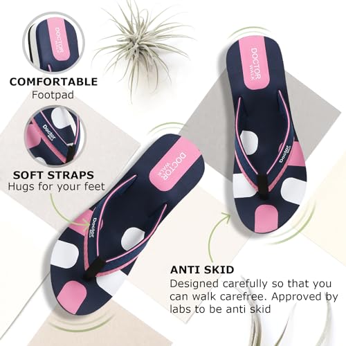 Image of Doctor Walk Comfort Flip Flops, Green and White, Anti-Skid Sole with Soft Straps Slipper for Women's