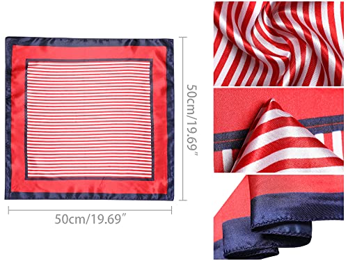 Allegra K 2Pcs 50cm Women Satin Printed Square Kerchief Hair Wrap Neck Scarf 50 * 50cm/19.69 * 19.69"(L*W) Red Dots&Red3