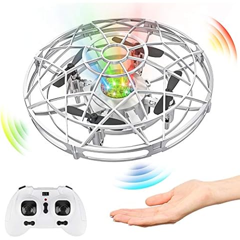 UFO Mini Drone, Remote & Hand Control Helicopter with Infrared Sensor, 360°Flip & Rotation Aircraft Drone Toys with LED Light for Kids Teenager Boys Girls Indoor Outdoor Garden Gift Cover