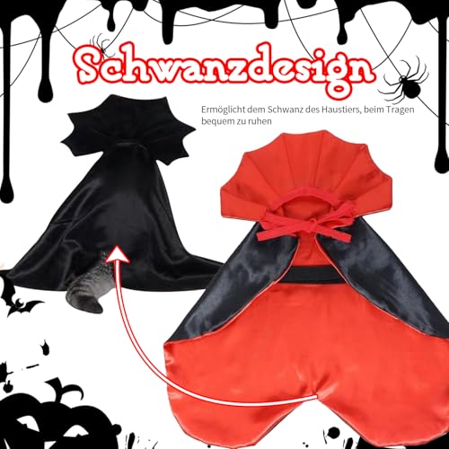 Weihnachts Kostüm für Hunde, Katzen Verkleidung mit Vampir Umhang für Weihnachten Geburtstag Party Fotoshooting, Hundekostüm Set für Kleine Mittlere Große Hunde