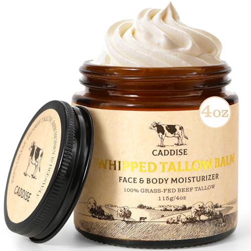 Whipped Beef Tallow for Skin – 100% Grass-Fed Handmade Cream Moisturizer for Face & Body, Natural with Honey, Shea Butter, Jojoba Oil, Non-Greasy, Nourishing for Men, Women, Kids, 4 Oz