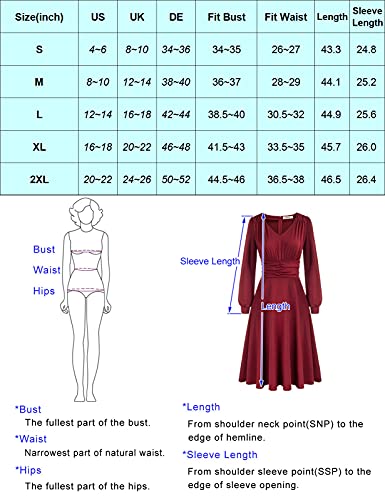 Women's Elegant Long Lantern Sleeve Midi Dress Ruched Waist Knit Cocktail Dress #TOP5