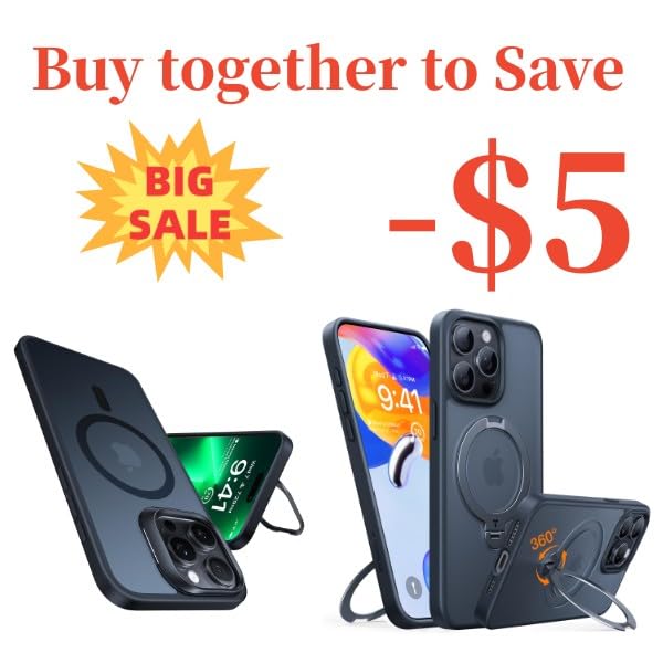 TORRAS Lstand & 360° Ostand Spin Case for iPhone 15 Pro