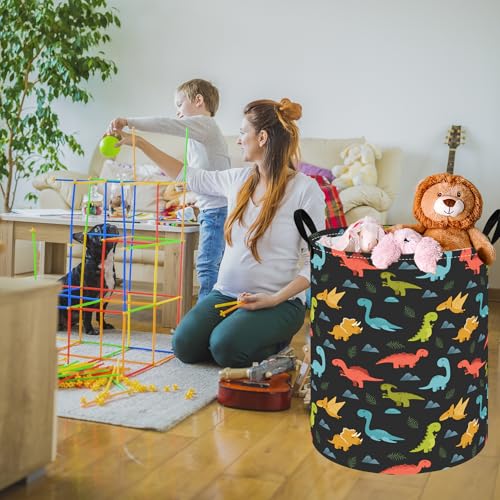 Image of Boys Foldable Storage Basket 63L Kids Hamper with Waterproof Lining & Leather Handles Baby Organizer Bins for Boys' Bedroom, Laundry, Toys, and Gift