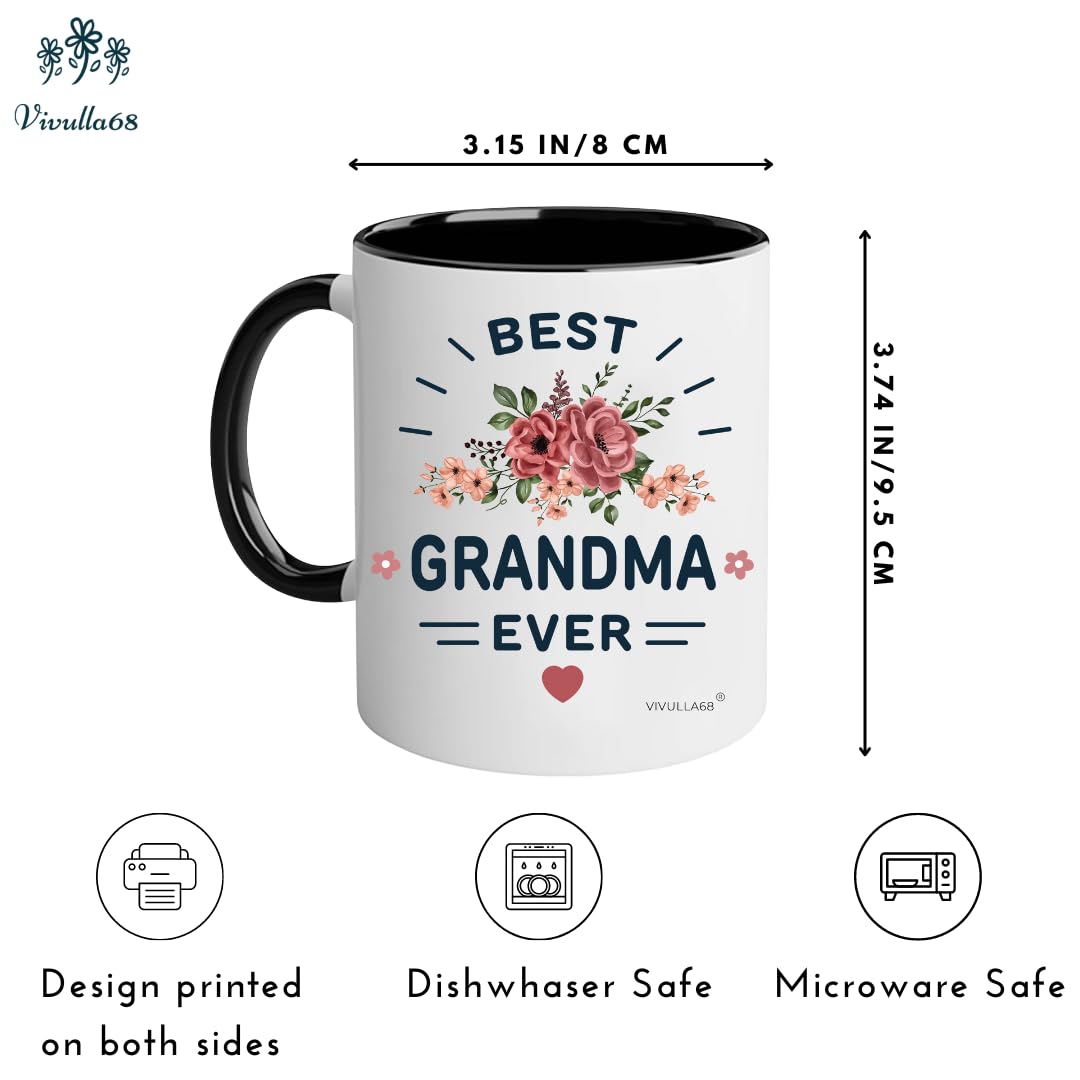 Vivulla68 Set Di Tazze Da Caffè Per Nonni | 2 Tazze In Ceramica Da 325 Ml Con Scritta 'Best Grandparents' E Cuore, Regalo In Scatola