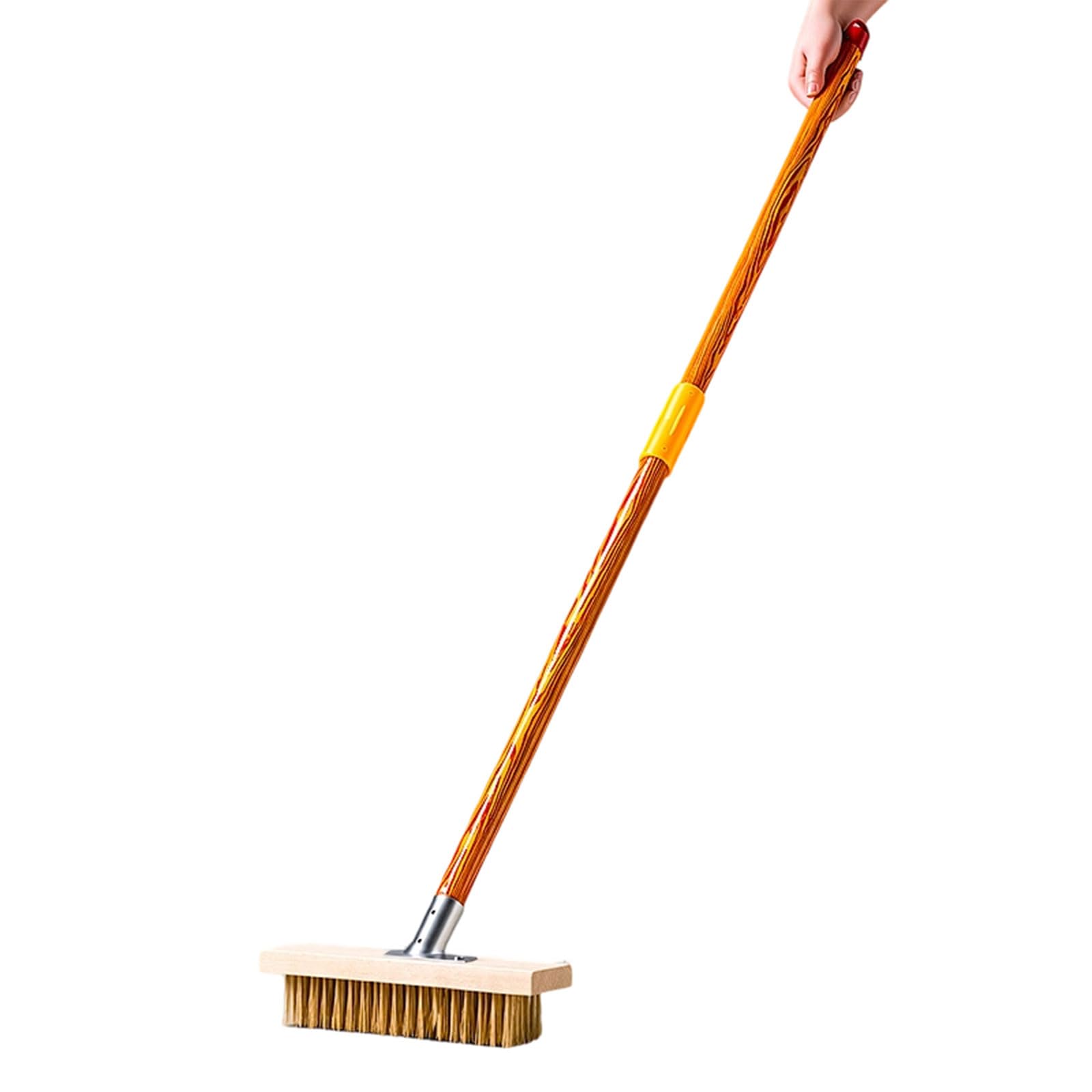 Oxxggkao Deck Scrub Brush Ground Scrubber Wood Handle and Aggressive Wire Bristles for Concrete, Grout, Garage, Patio Stain Removal Scrub Brush