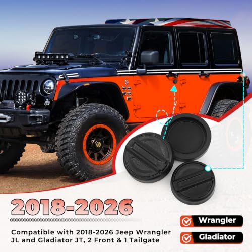 Image of CALBEAU Strong Magnet Keyhole Covers Compatible with 2018-2026 Jeep Wrangler JL and Gladiator JT, 2 Front & 1 Tailgate Door Lock Protectors, Classic, 3 PCS