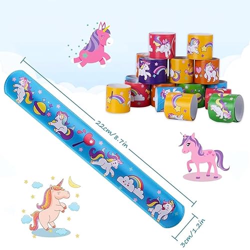 Image of PARTEET (12 PCS Unicorn Theme Slap Bands for Kids|Colorful Unicorn Design Slap Bracelets, Snap Wristband, Scale Band|Party Favours & Return Gifts for Boys & Girls | Birthday Return Gifts For Kids