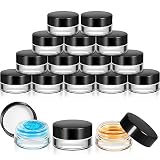 Skylety 200 Pcs Glass 5 ml Cosmetic Jars Cosmetic Containers Bulk Cream Jars Black Lids Sample Jars