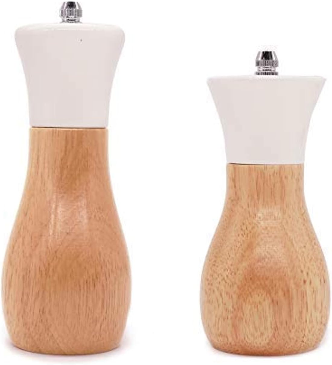 Salt Grinder White Wooden Pepper Grinder Sea Salt And Pepper Grinders Set 5โ And 6โ Salt Mills of Oilcan Shaped For Blue Or White (Oilcan, White)