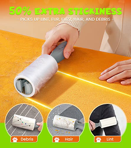 Konizy Lint Rollers For Pet Hair Extra Sticky, 300 Sheets Mega Value Set Lint Roller With Upgraded Handle, 3 Rollers Portable Pet Lint Remover For Clothes, Furniture, Carpet, Dog & Cat Hair Removal #TOP1