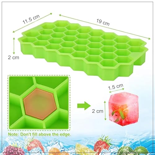 Image of Ice Cube Trays with Lids for Freezer, 33 Sphere Ice Cube Tray with Easy Release for Iced Coffee or Ice Drinks, Ice Tray (Green, 8 Inch + 1 Pack)