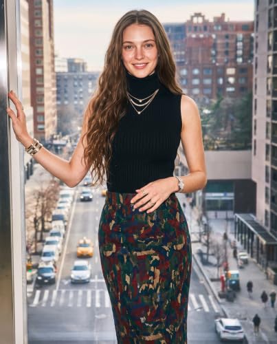 Image of v28 Women Sleeveless High Neck Turtleneck Stretchable Knit Sweater Top