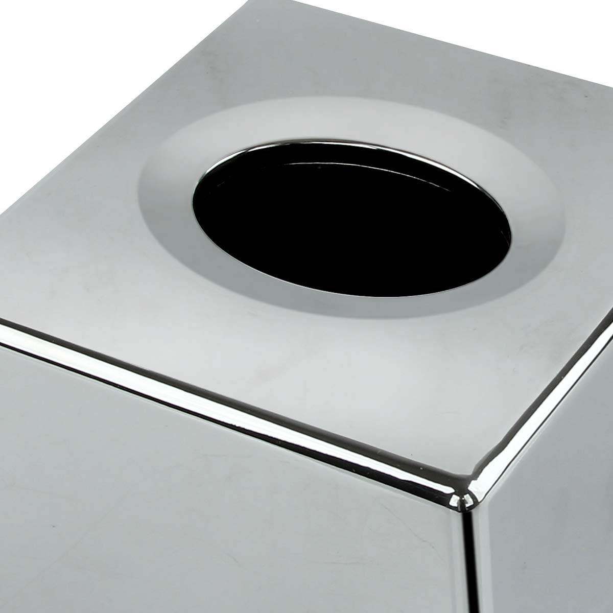 Discoball - Porta fazzoletti a forma di cubo, porta fazzoletti a specchio, quadrato, per casa, ufficio e auto (argento)