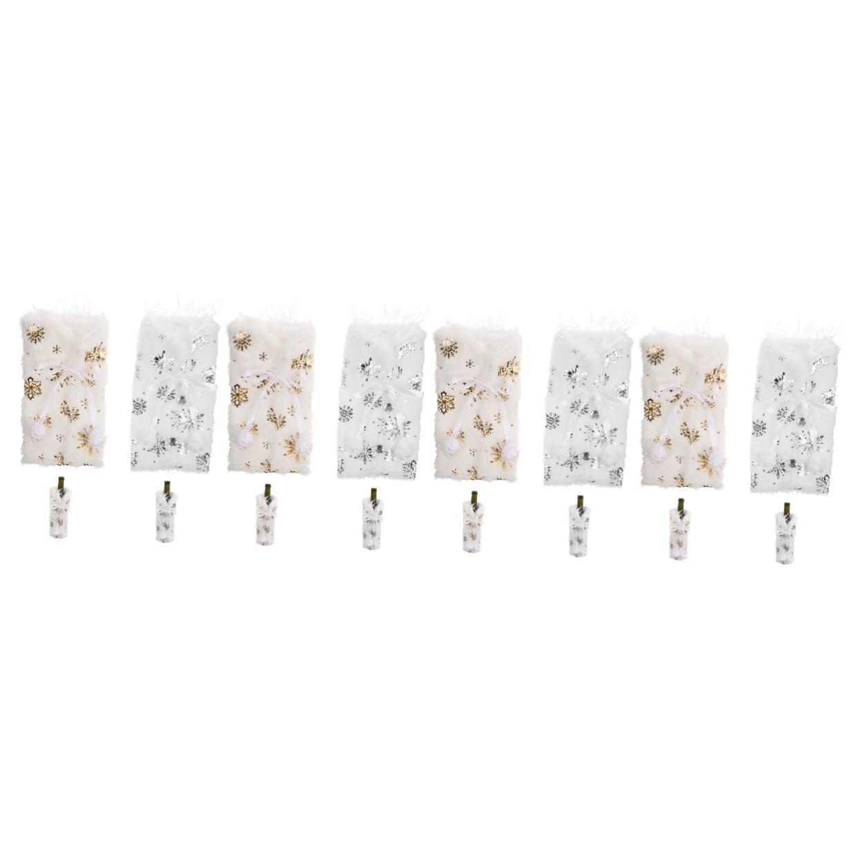 TOPBATHY Lot De 4 Housses De Bouteille De Vin De Noël Motif Flocon De Neige Réutilisables Décoratives 2 Pièces X 4