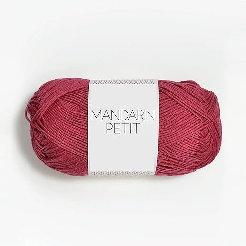 Miniatura 8 de Mandarin Petit - Hilo de algodón 100 % puro, suave y cómodo para tejer a mano, ganchillo y manualidades, 1.76 oz de peso, color sólido (#5844)