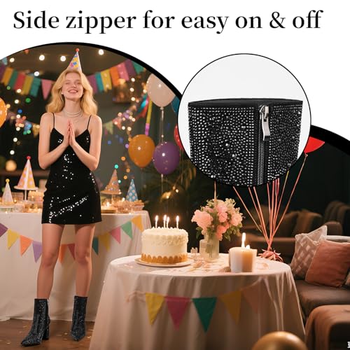 Image of MISSMILLER Rhinestone Boots for Women Sparkly Cowgirl Boots Pointed Toe Chunky Heels Rhinestone Cowboy Boots