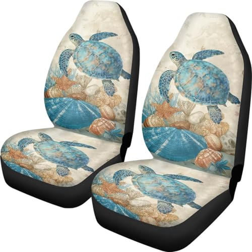 Housses de sieges auto elastiques 52X138Cm avec motif coquillage et etoile de mer
