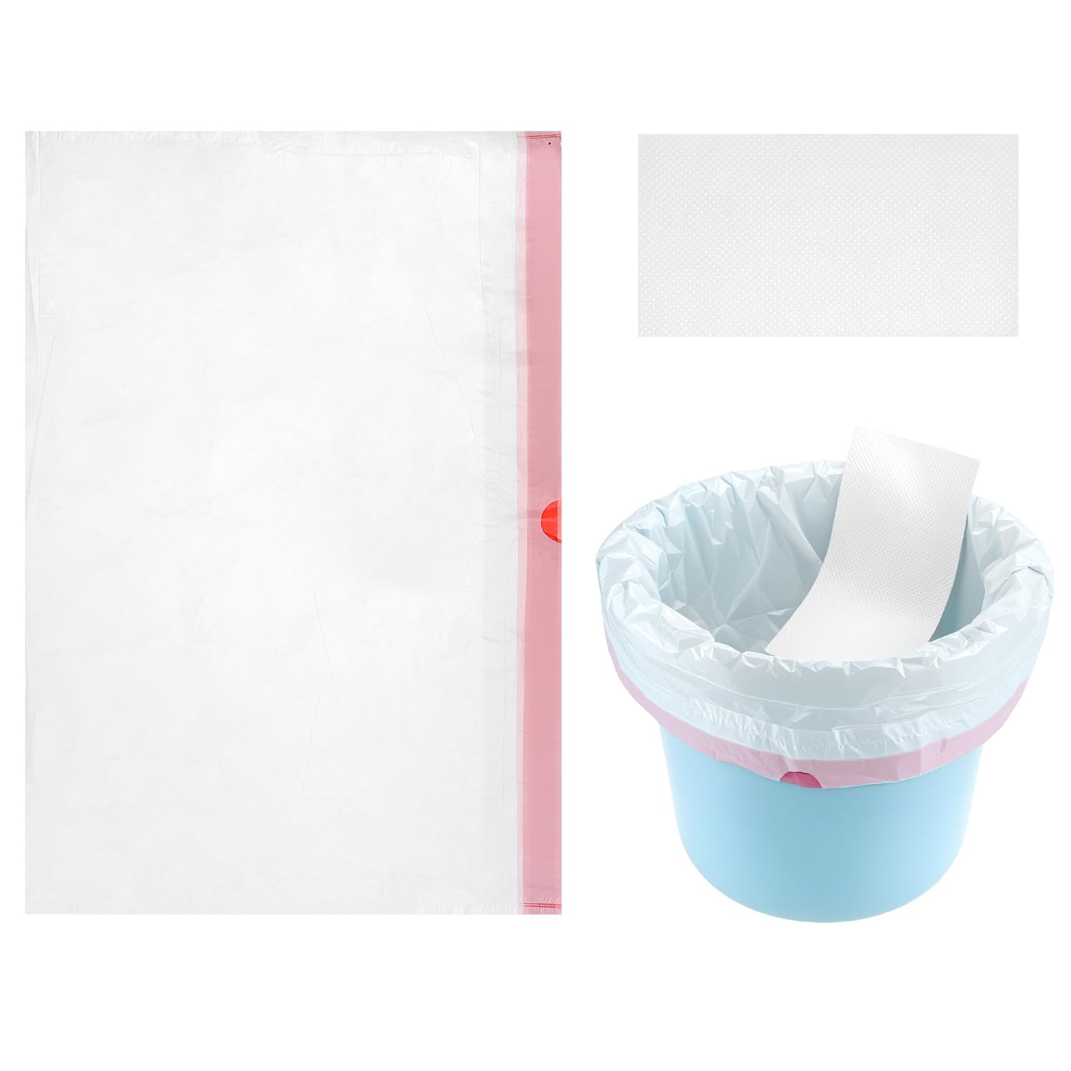 QWORK® 40 Toiletteneinlagen mit 40 Superabsorbierenden Einlagen - Einwegbezüge für Bettpfannen, tragbare Toiletten und Toilettenstühle