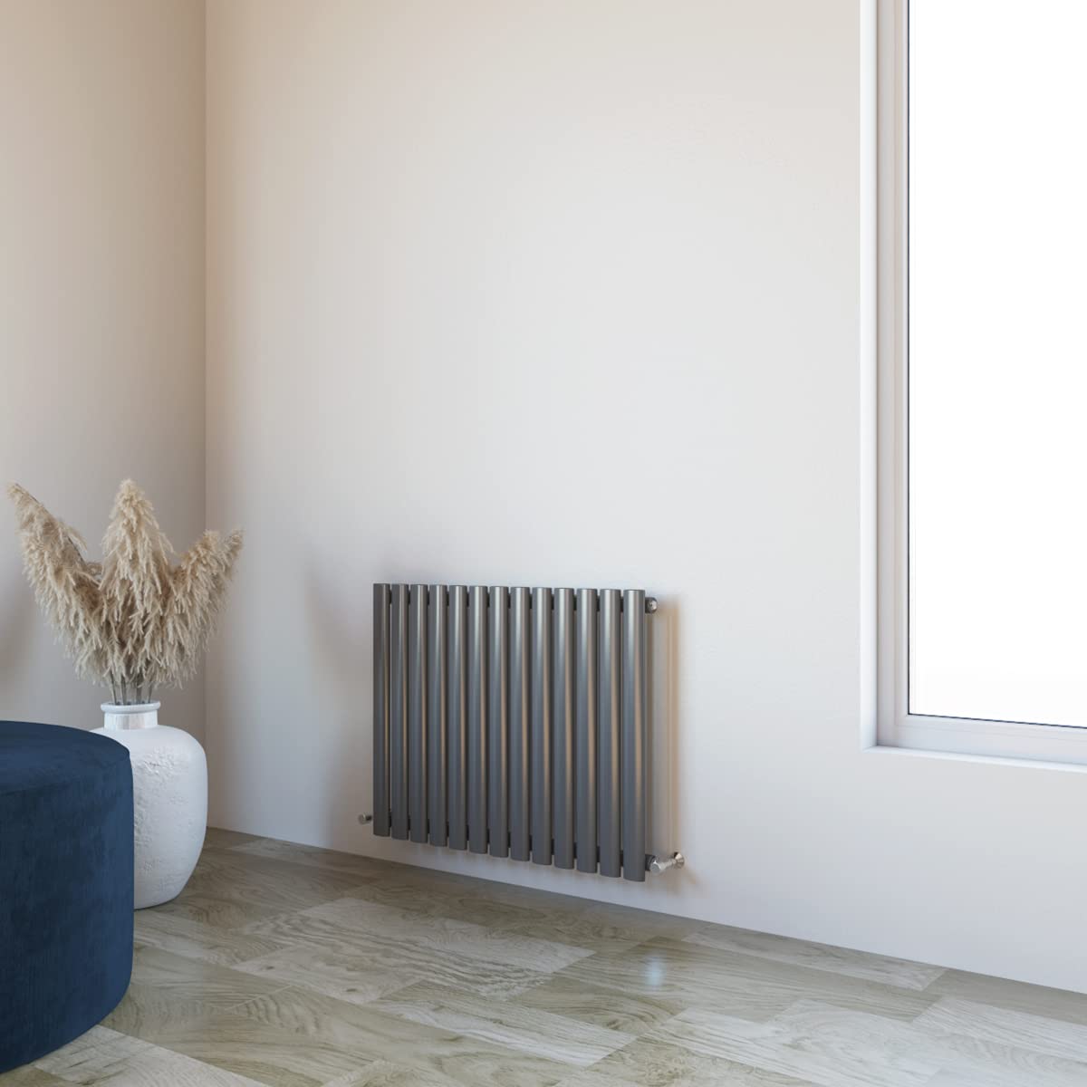 Oval Column Radiator 600x767mm Horizontal Design Single Central Heating Anthracite Rad โ image 1