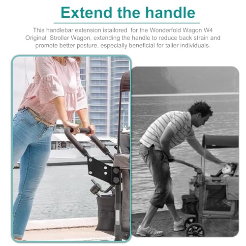 Image of Baby Stroller Accessory - Ergonomic Handlebar Extension Compatible with Original W4 Stroller Wagon, Enhances Comfort, Maneuverability & Storage, Prevents Foot Interference, Secure & Easy Installation