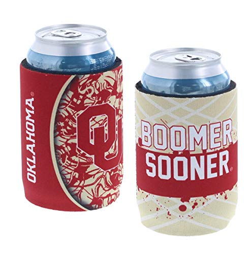 Kolder College Team Logo Insulated 5mm Neoprene Glued in Bottom Can Holder Cooler 2-Pack Set (Oklahoma) Sooners Dynamic)