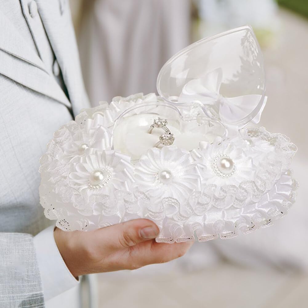 Cuscino Porta Fedi Nuziali A Cuore - Bianco Per Matrimonio - Foto 9